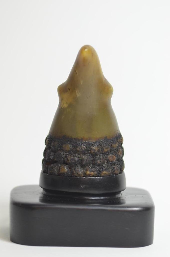 Carved Horn Libation cup On Black Hardwood Stand (1 of 10)