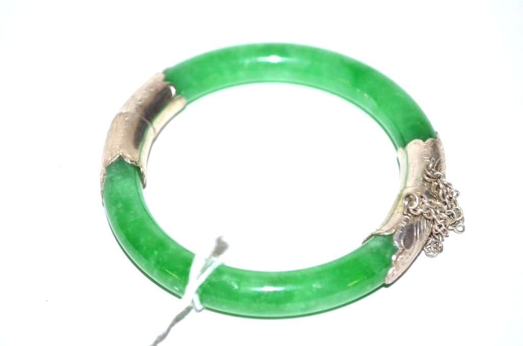 Chinese Apple Green Jadeite Bangle (1 of 2)