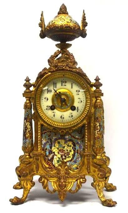 Antique French Bronze & Champleve Mantle Clock (1 of 10)