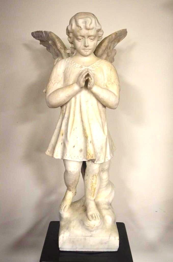 Antique Carved White Marble Statue of An Angel (1 of 4)