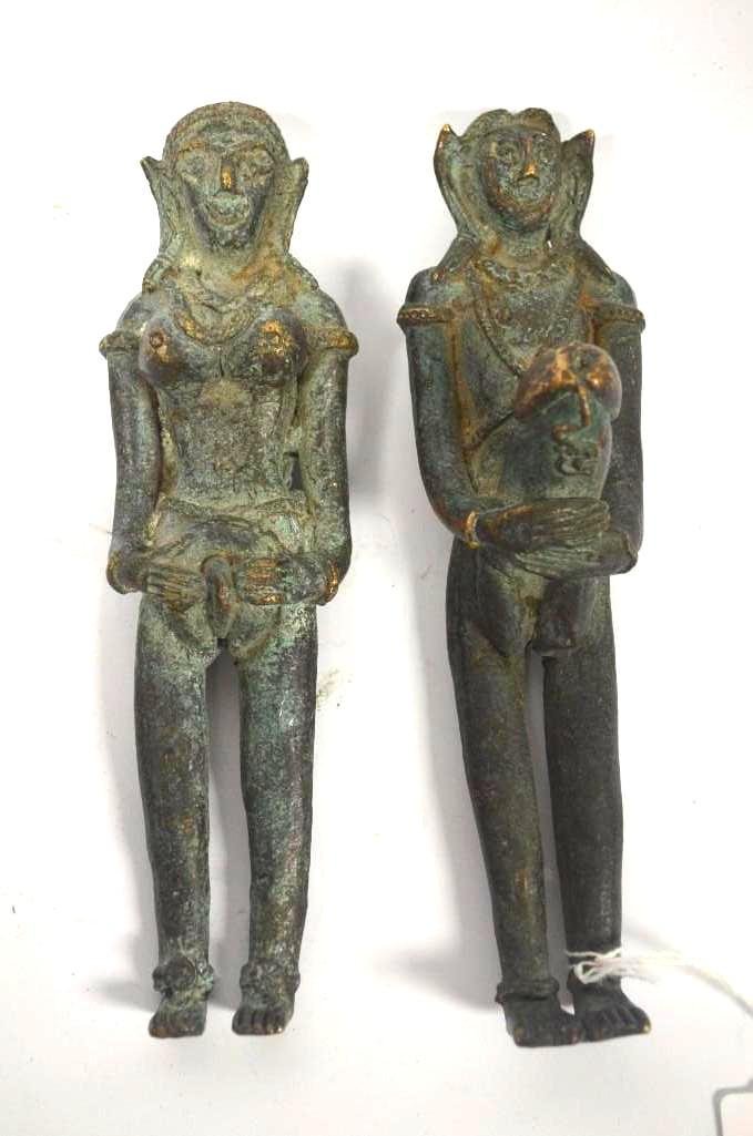 Two Bronze Indonesian Diety Statues: Two Bronze Indonesian Diety Staues; H: 7.5 Inches
