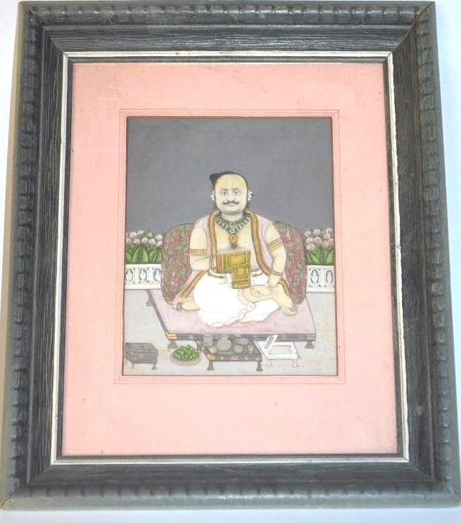 Antique Indian Framed Miniature Painting of A Seated No (1 of 7)
