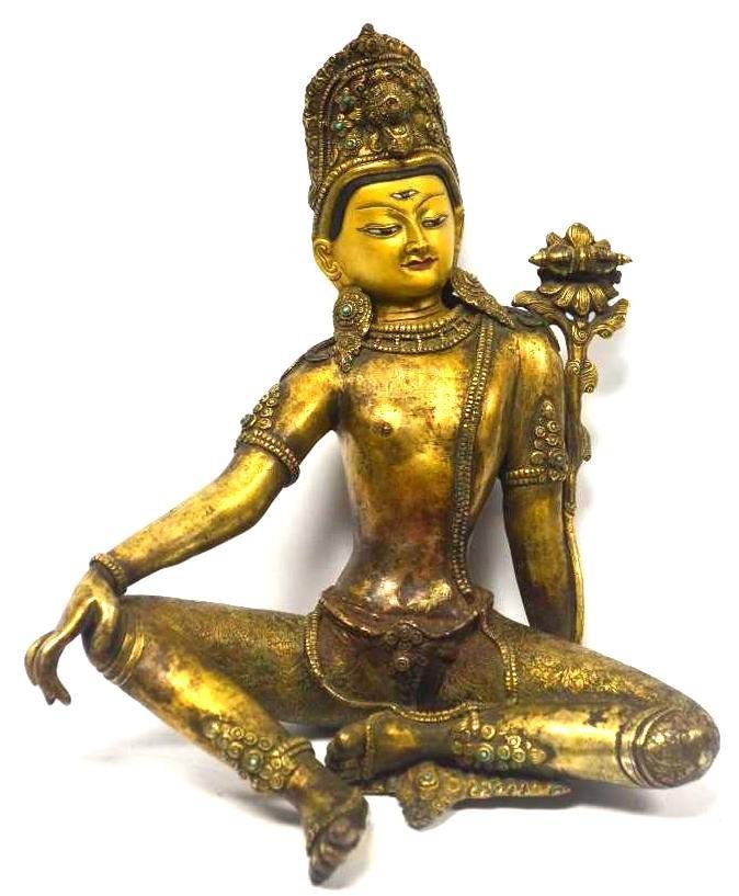 Antique Tibetan Gilt Bronze Figure of Indra (1 of 10)
