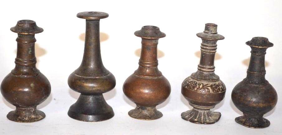 Five Various Islamic Miniature Bronze Vases (1 of 8)