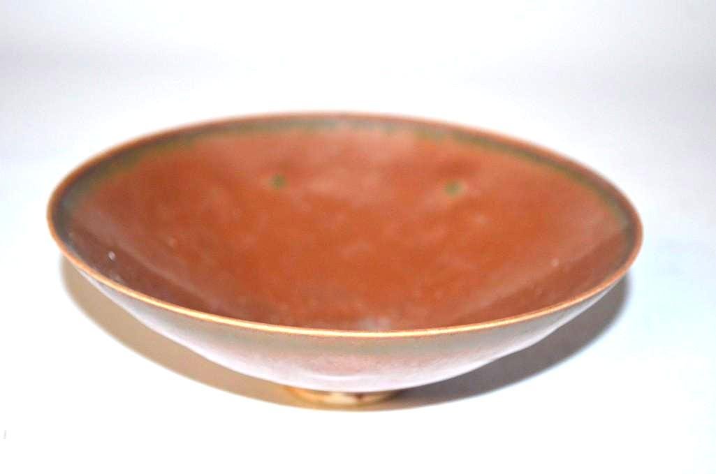 Brown Glaze Footed Bowl: Brown Glaze Footed Bowl; D: 7.25 Inches