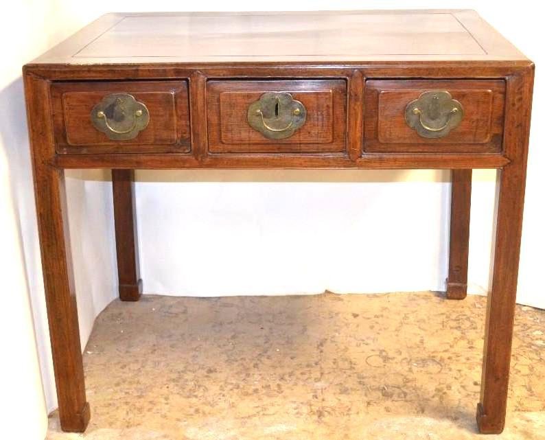 Chinese Rectangular Writing Three Drawer Table (1 of 7)
