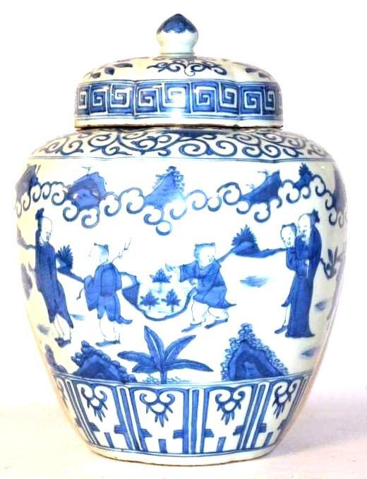 Chinese Blue & White Porcelain Lidded Jar (1 of 4)