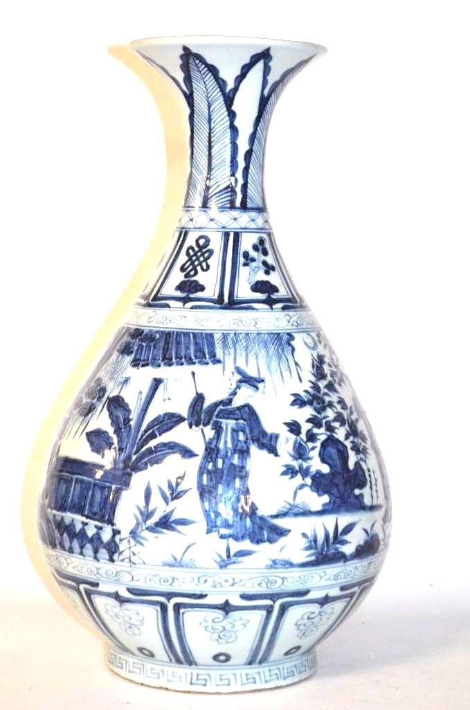 Chinese Blue & White Porcelain Pear Shaped Vase (1 of 4)