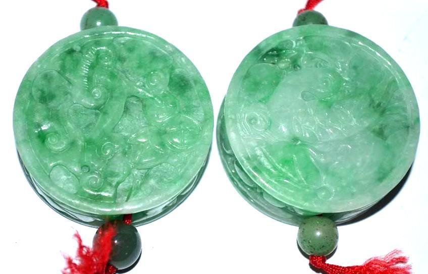Two Apple Green Jadeite Pendants (1 of 4)