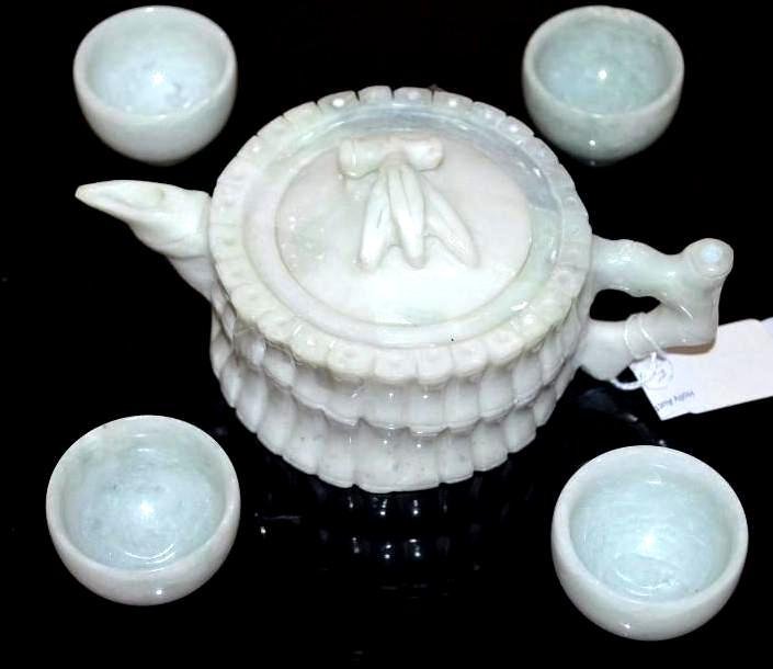 Jade Teapot & Four Jade Cups Jan 31, 2016 Holly Auctions in CA