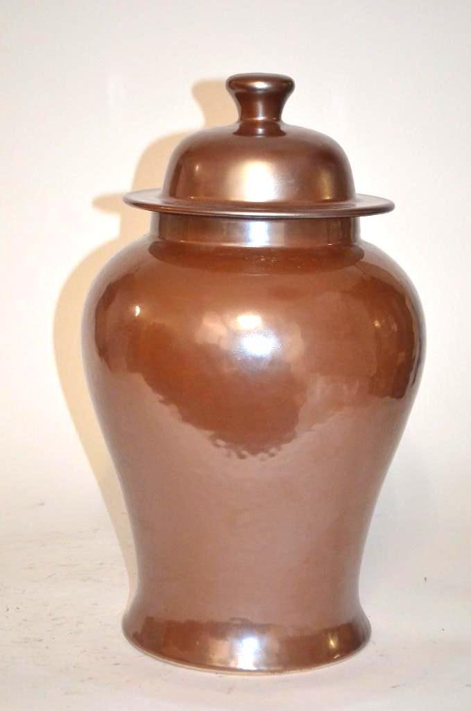 Chinese brown Glaze Lidded Porcelain Jar (1 of 6)