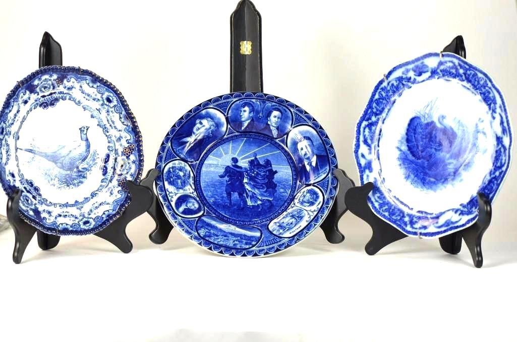 Three Various Blue & White English/American Plates (1 of 6)