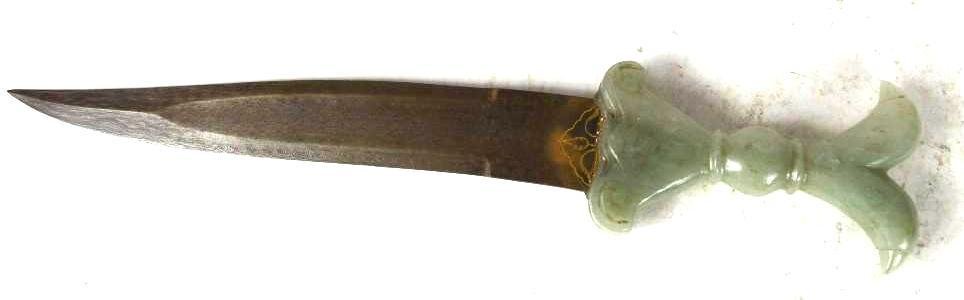 Jade Handles Damassand Blade Dagger With Gold Inlay (1 of 5)