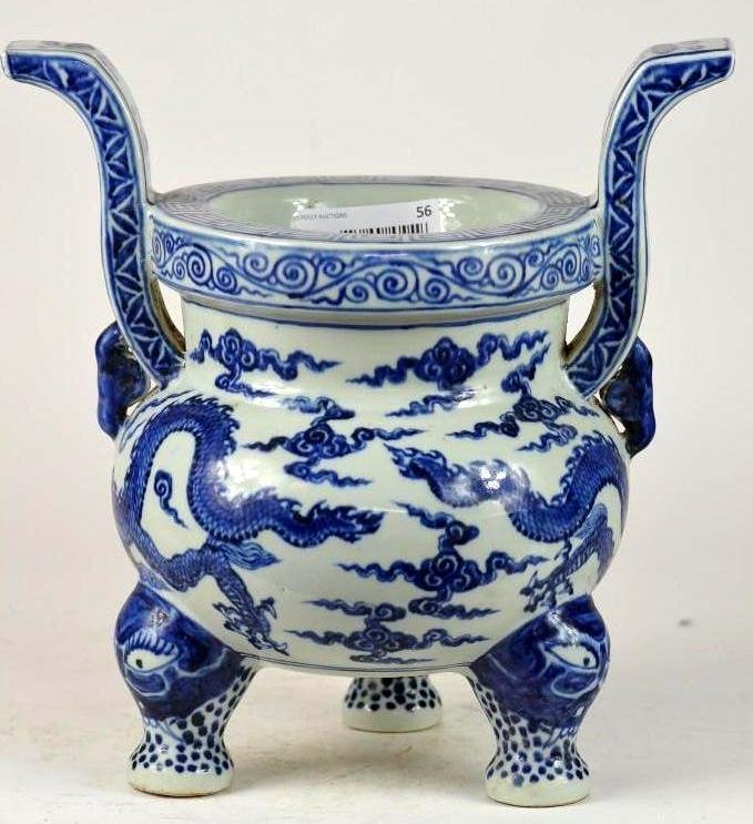 Chinese Blue & White Tripod Censer (1 of 6)