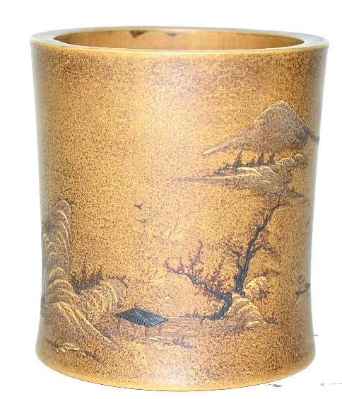 Chinese Brown Clay Brush Pot (1 of 6)