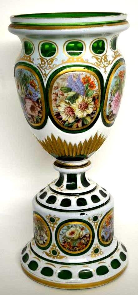 Bohemian Glaze Vase Overlaid With Six Panels of Paintin (1 of 7)