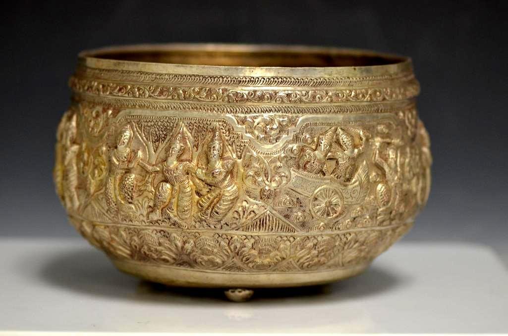 Silvered Metal Repousse Bowl (1 of 9)