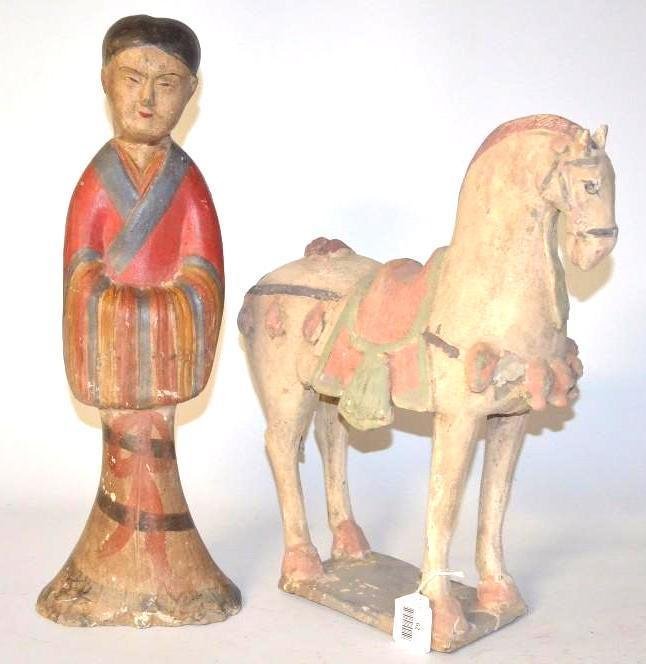 Two Chinese Polychrome Pottery Figures (1 of 7)