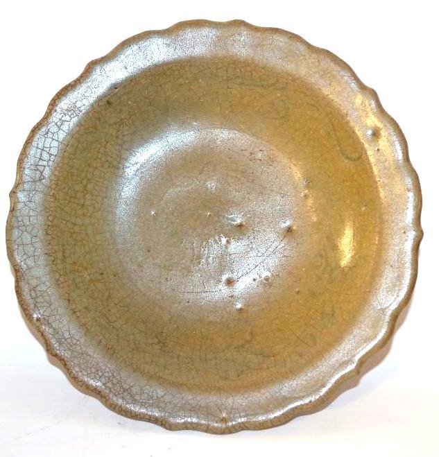 Chinese Celadon Glaze Plate with Barbed Rim (1 of 5)
