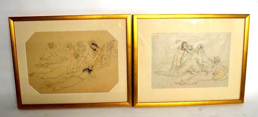 Pair of Framed Persian Miniature Drawings (1 of 5)