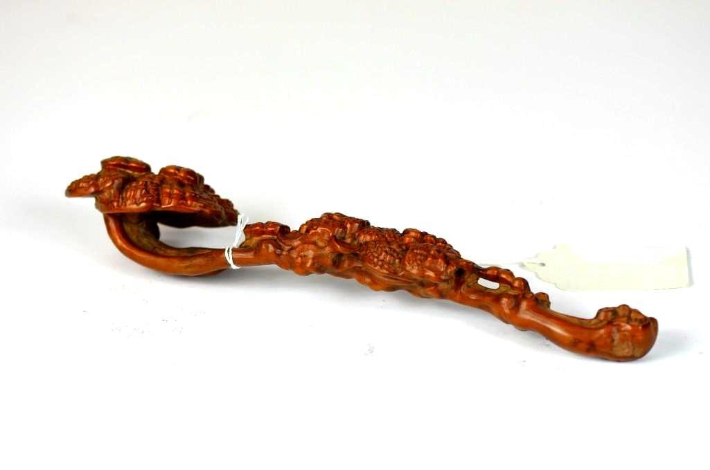 Chinese Hardwood Ruyi Scepter: Chinese Hardwood Ruyi Scepter; Length;12 Inches
