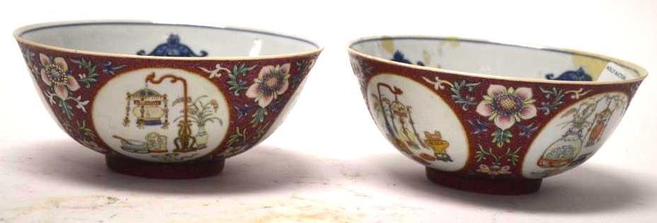 Pair of Pink Ground Famille Rose Porcelain Bowls (1 of 8)