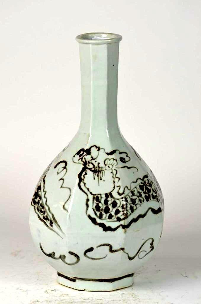 Korean Underglaze Red Porcelain Faceted Dragon Vase (1 of 4)