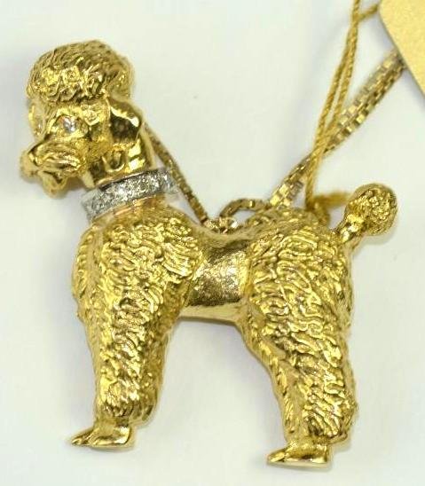 18K Gold & Diamond Dog Pendant & Chain (1 of 2)