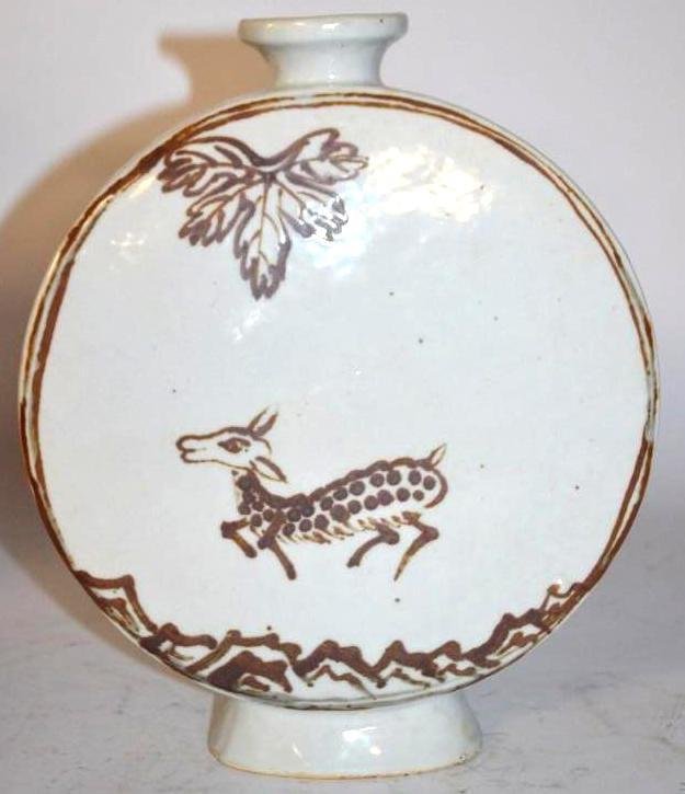 Korean Underglaze Red Porcelain Moonflask Vase (1 of 8)