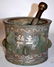Antique Islamic Bronze & Silver Inlay Mortar & thistle