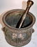 Antique Islamic Bronze & Silver Inlay Mortar & thistle - 2