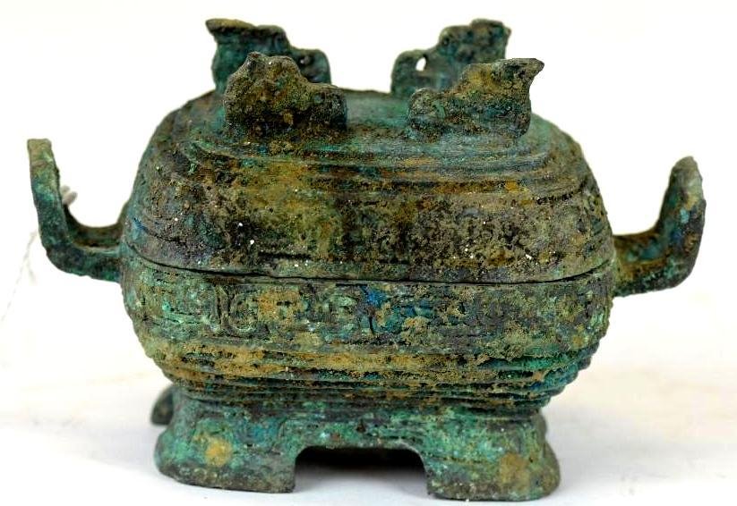 Chinese Bronze Lidded Vessel (1 of 4)