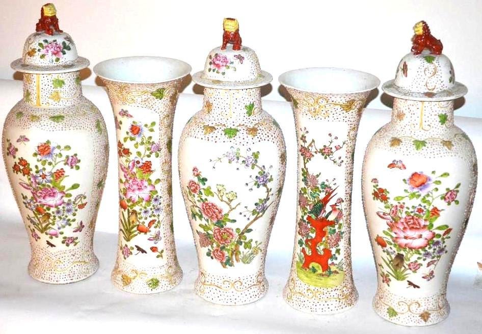 Set of Six Various Chinese Famille Rose Porcelain Vases (1 of 10)