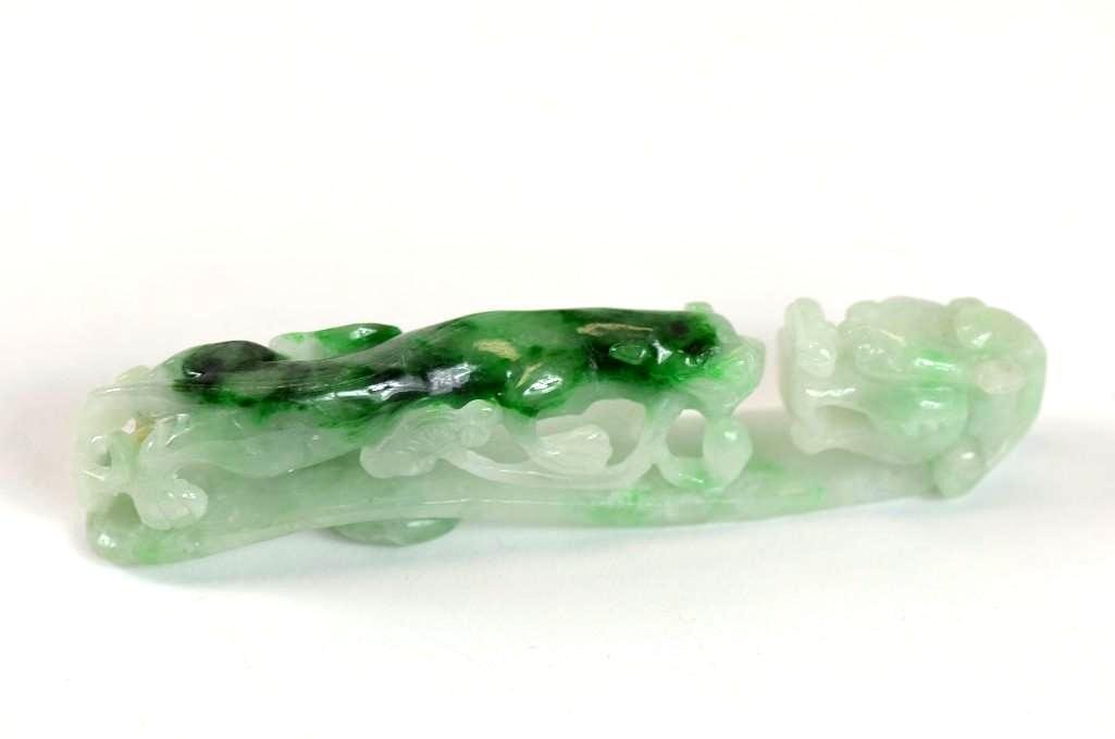 Chinese Apple Green Chi Ling Jadeite Belt Hook (1 of 4)