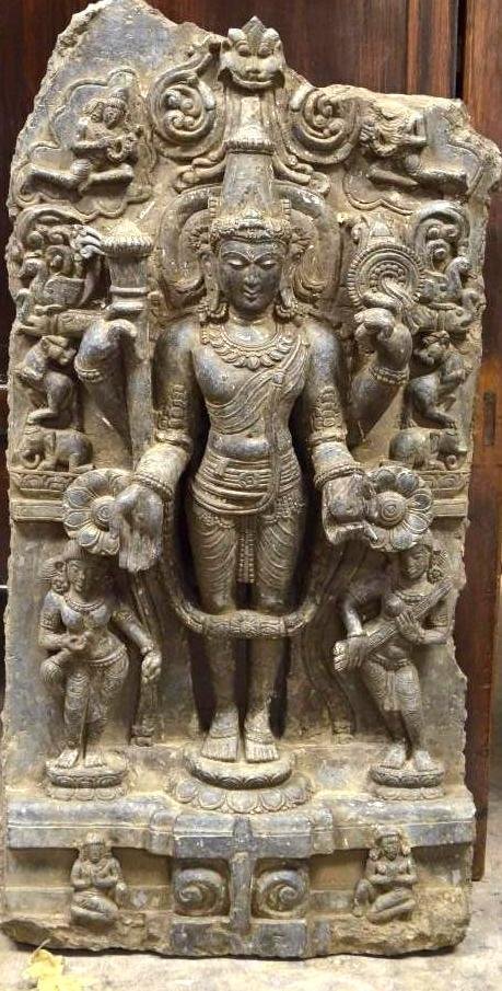 Indian Stone Stele of Vishnu and Attendants (1 of 10)