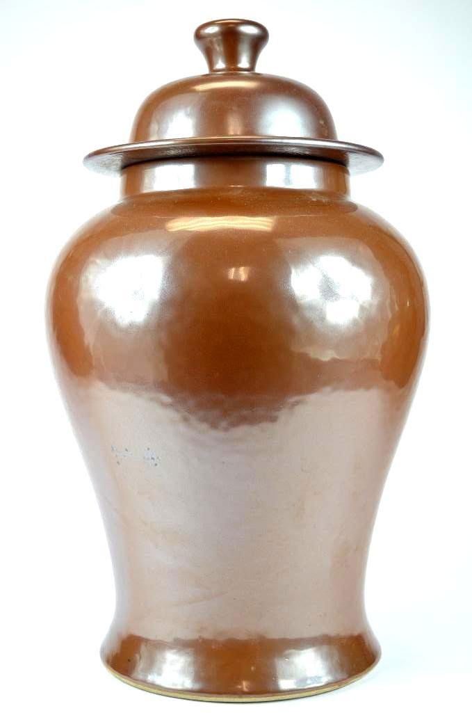 Chinese Brown Glaze Lidded Porcelain Jar (1 of 6)