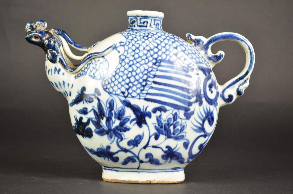 Chinese Blue & White Dragon Shape Teapot (1 of 9)