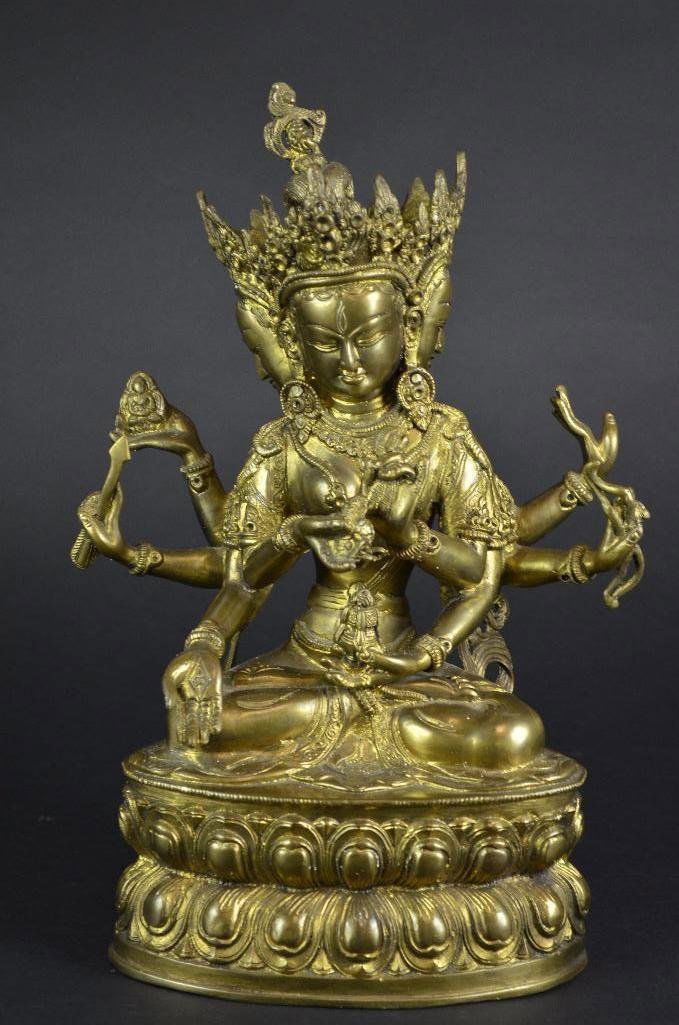 Chinese Bronze Seated Multi Arm Buddha (1 of 10)