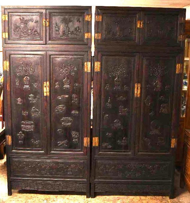 Pair of Chinese Hardwood Cabinets (1 of 10)