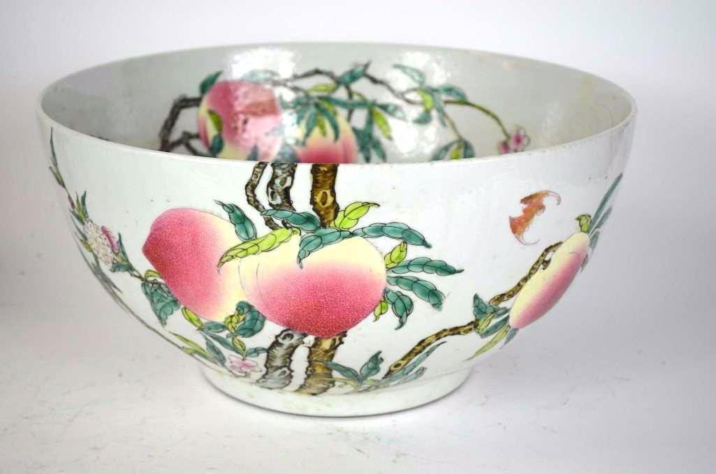Large Chinese Famille Rose Porcelain Peach Bowl (1 of 8)