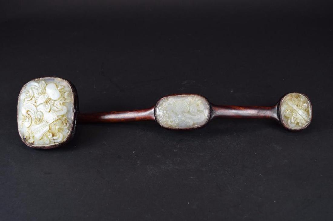 Large Chinese Jade & Hardwood Ruyi Scepter (1 of 7)