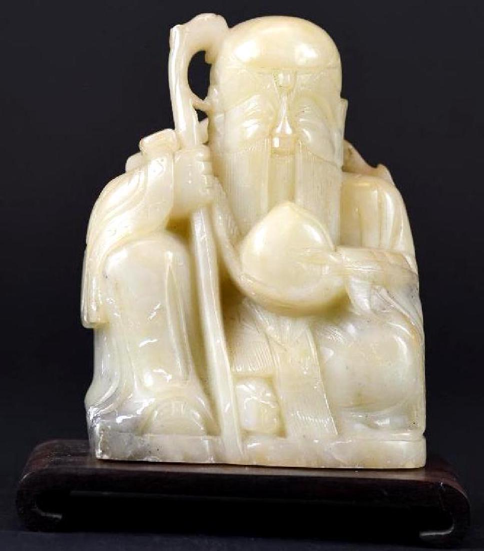 Chinese Carved Soapstone Lohan: Chinese Carved Soapstone Lohan; Height; 5.5 inches