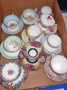 Lot of Collectible Cups & Saucers (10) Victoria: C&E, Foley Bone China,