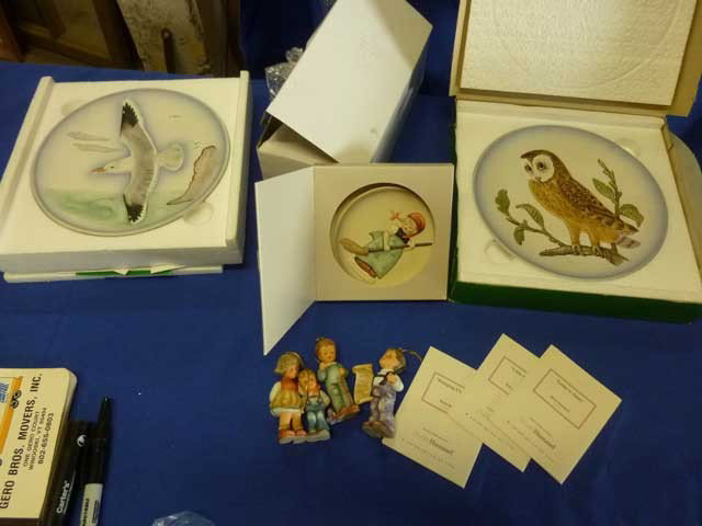 (3) Hummel Christmas Tree Ornaments; 1988 "Little: Sweeper, 745 plate: (2) Wildlife Goebel Plates, Barn Owl & Sea Gull