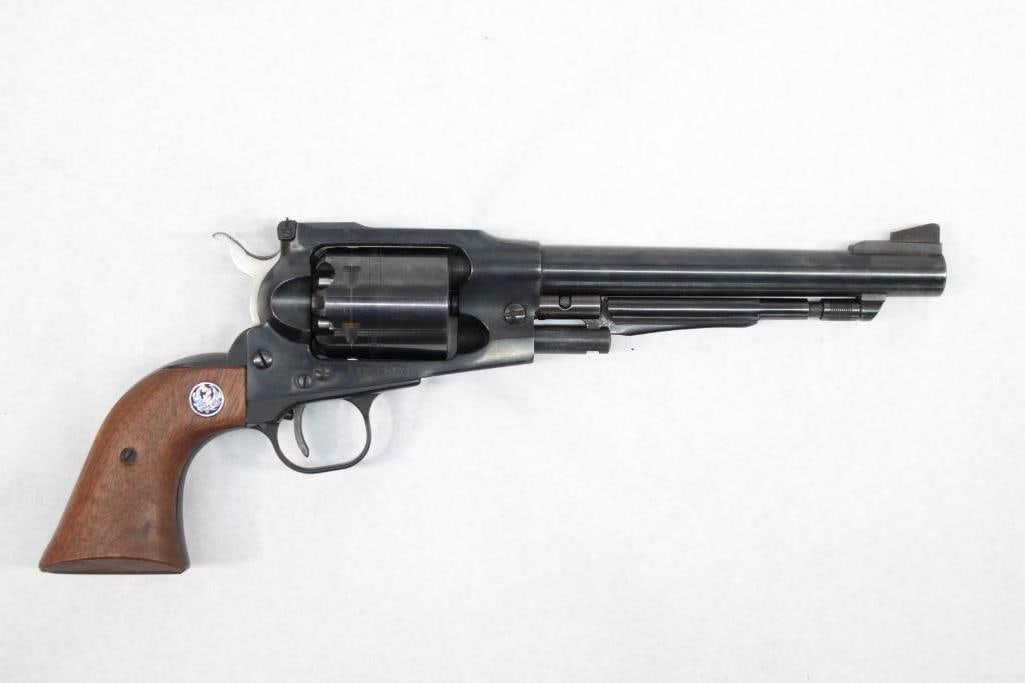 Ruger Old Army Single Action Revolver: s.n. 140-20179, .44 caliber, blue finish, with the box and some caps. Exempt