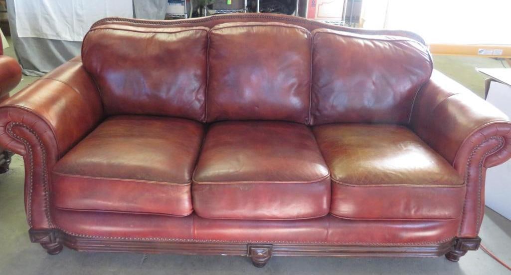 Stuffed Leather Sofa: 88"L