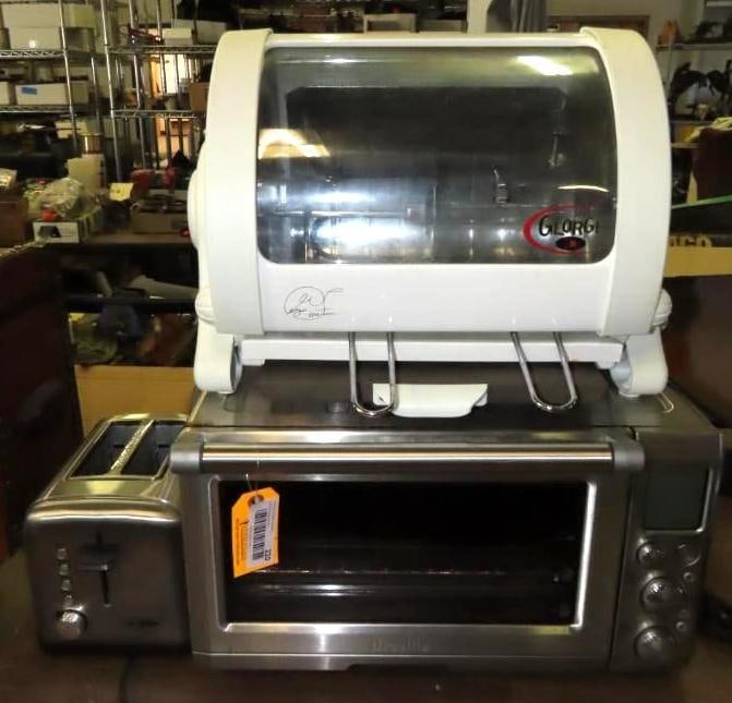 Small Kitchen Appliances: George Foreman Rotisserie, Revile Toaster Oven, Bella Toaster