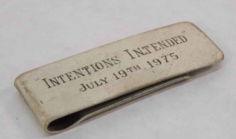 Tiffany Sterling Silver Money Clip: "Intentions Intended JULY 19th 1975"