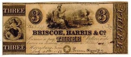 Briscoe, Harris & Co. $3 Obsolete Currency (1 of 2)
