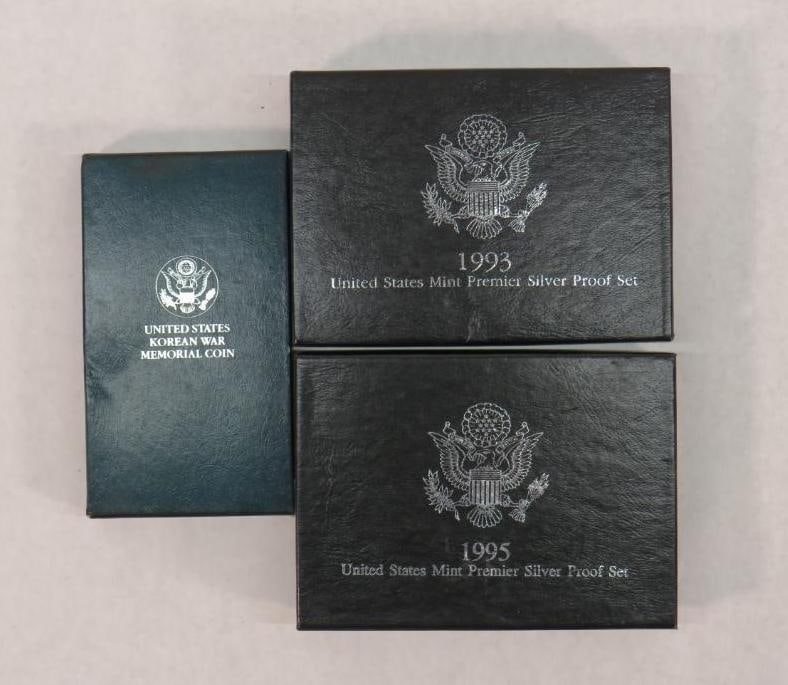 U.S. Proof Silver Coins: 1993 & 1995 Premier Proof Sets & Korean War Memorial Coin